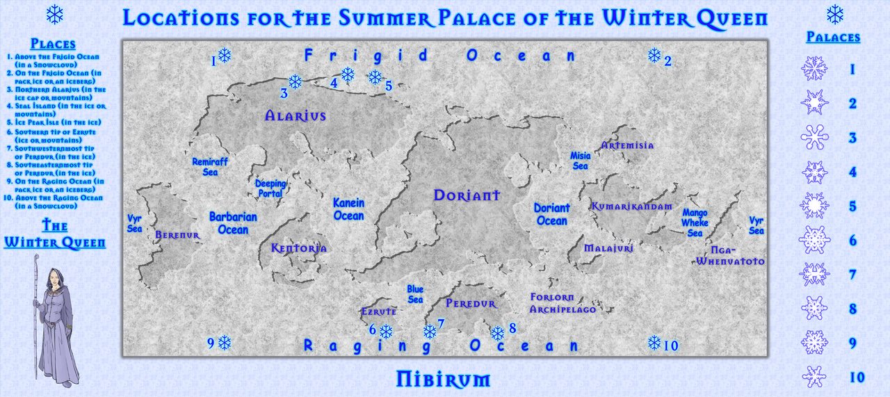 Nibirum Map: summer palace of the winter queen locations by Wyvern