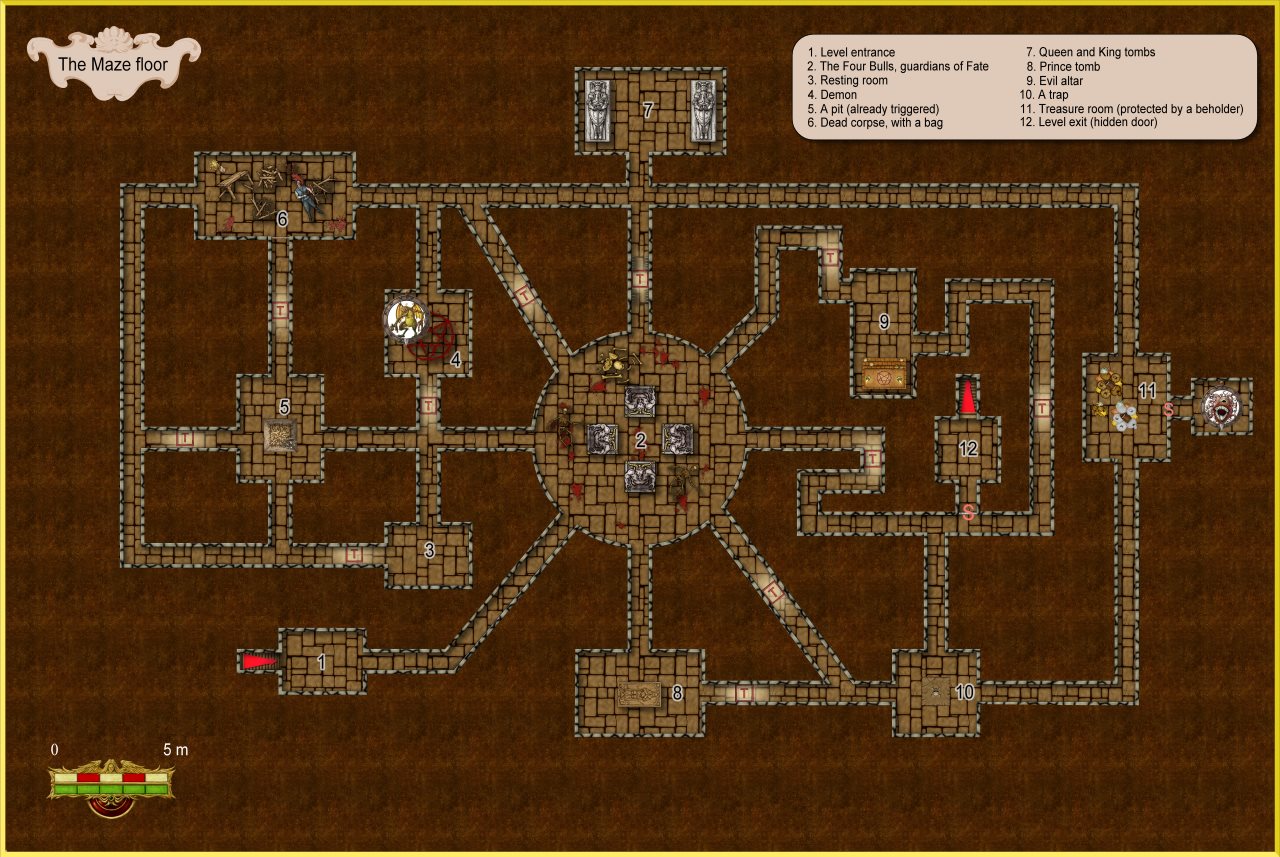 Nibirum Map: temple of the unholy dungeon level 08 - the maze floor by Basil Gass