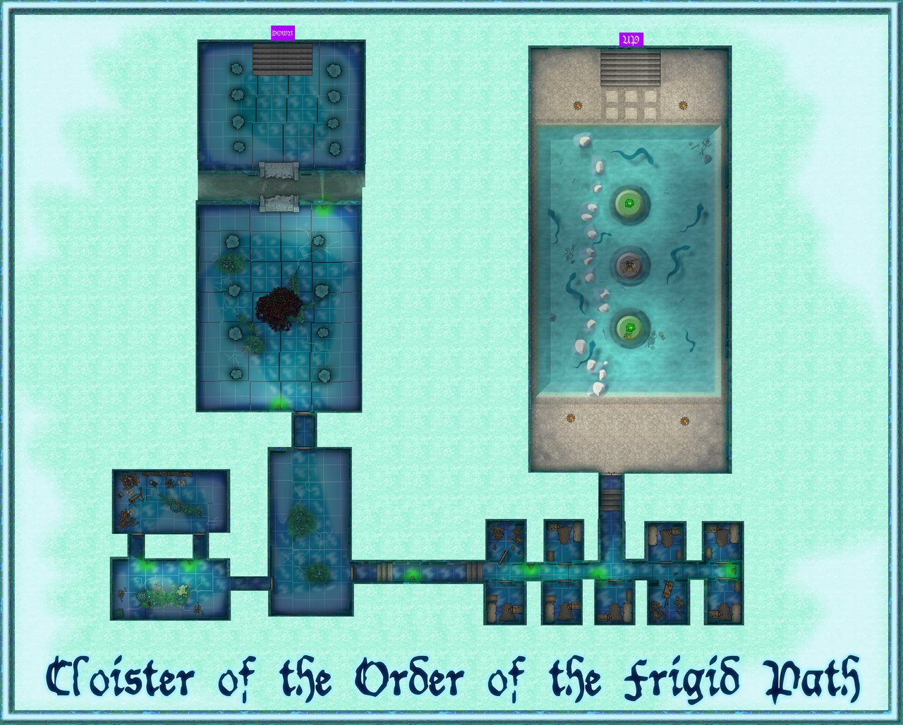 Nibirum Map: temple of the unholy dungeon level 14 - cloister of the order of the frigid path by Mark Olsen