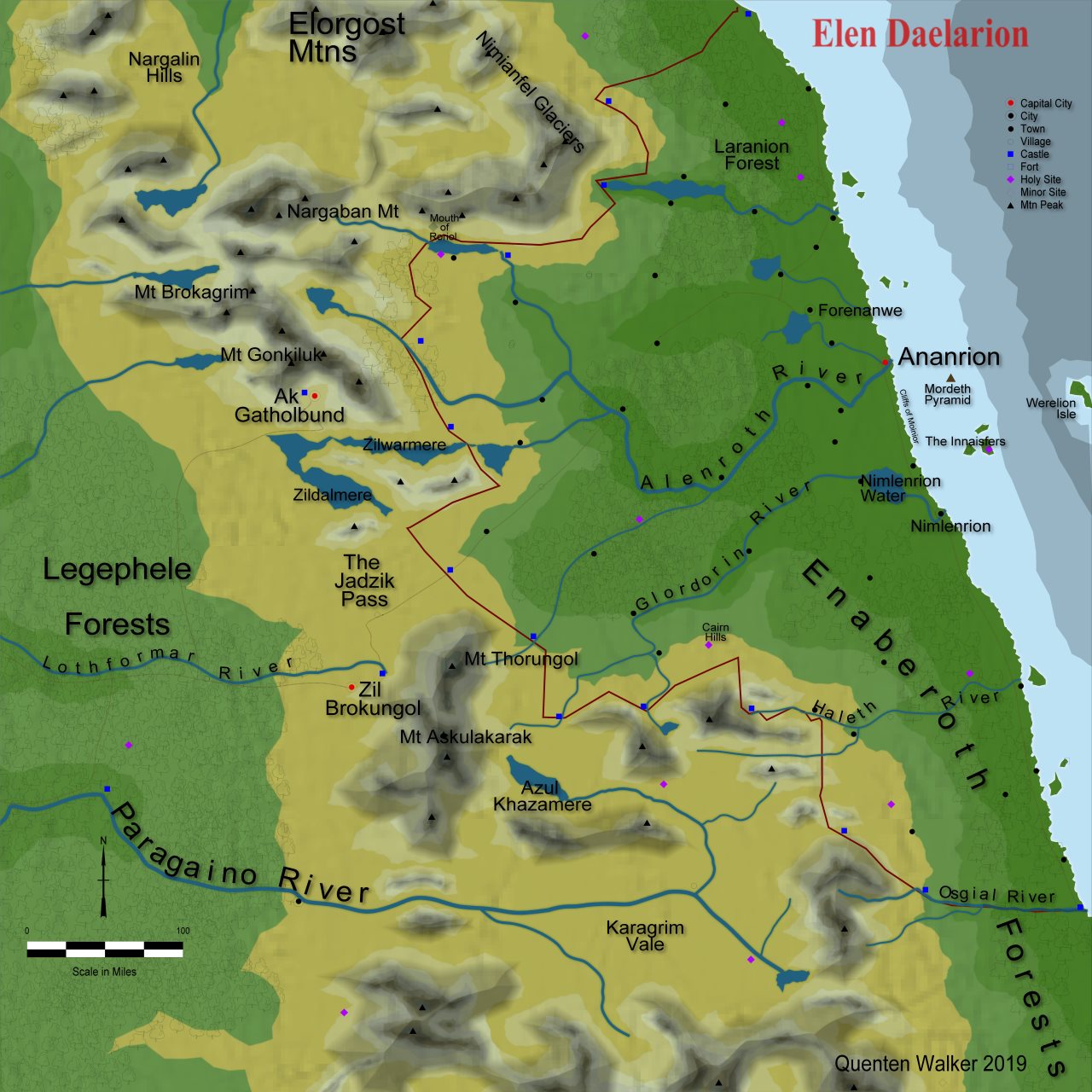 Nibirum Map: Elen Daelarion - Shaded Relief by Quenten Walker