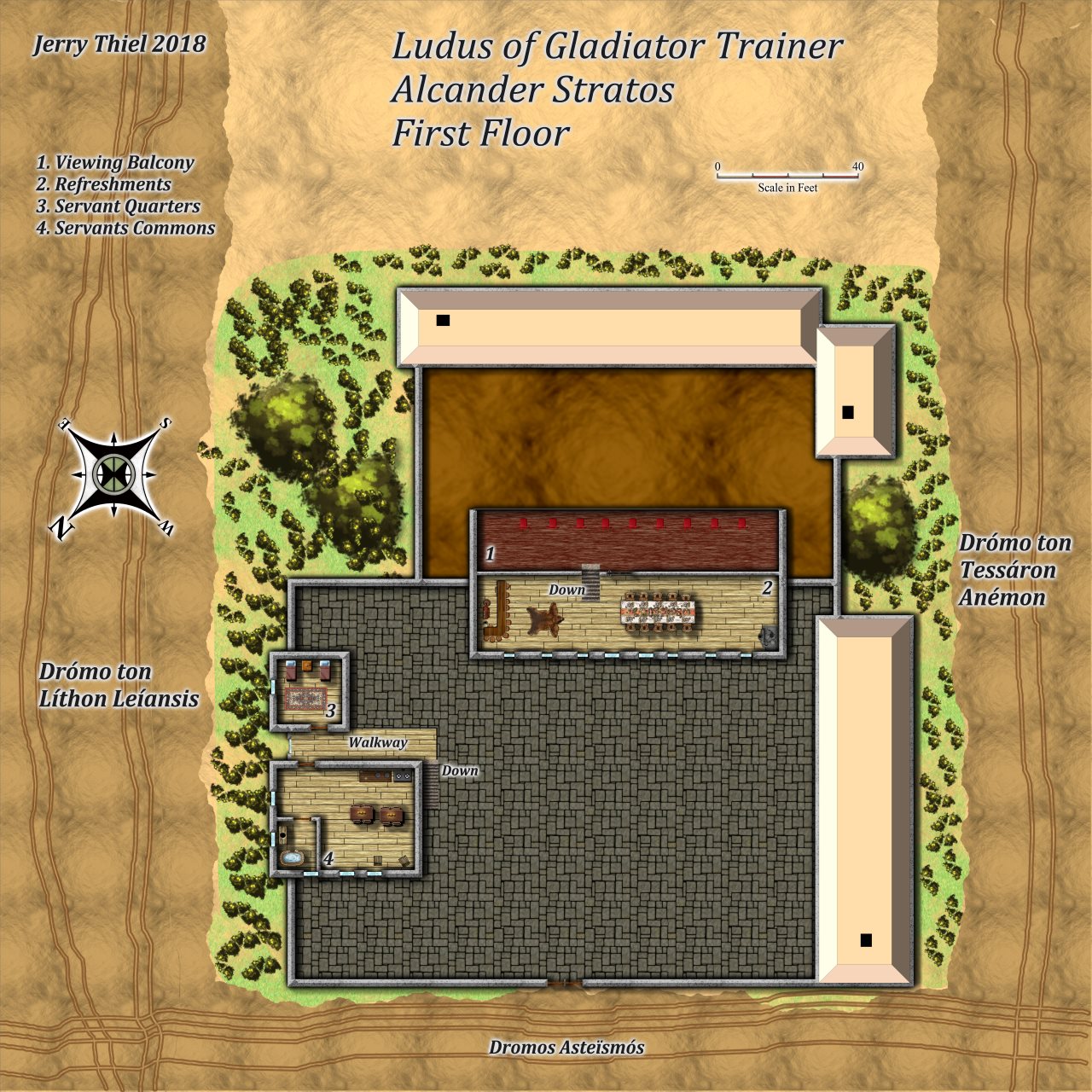 Nibirum Map: gladiator ludus first floor by Jerry Thiel