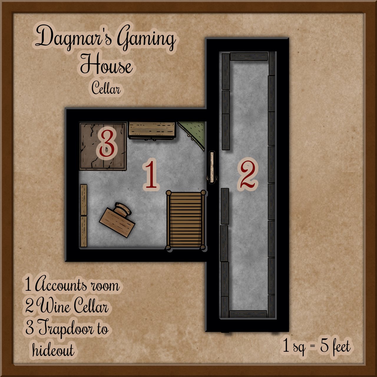Nibirum Map: dagmar's gaming house basement by Quenten Walker