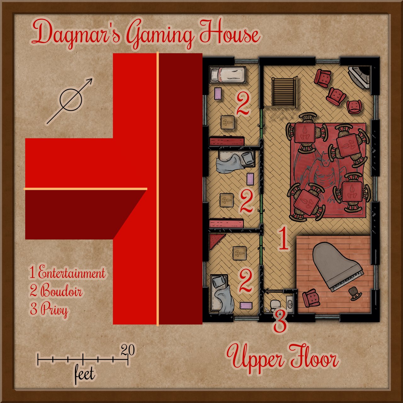 Nibirum Map: dagmar's gaming house floor 2 by Quenten Walker