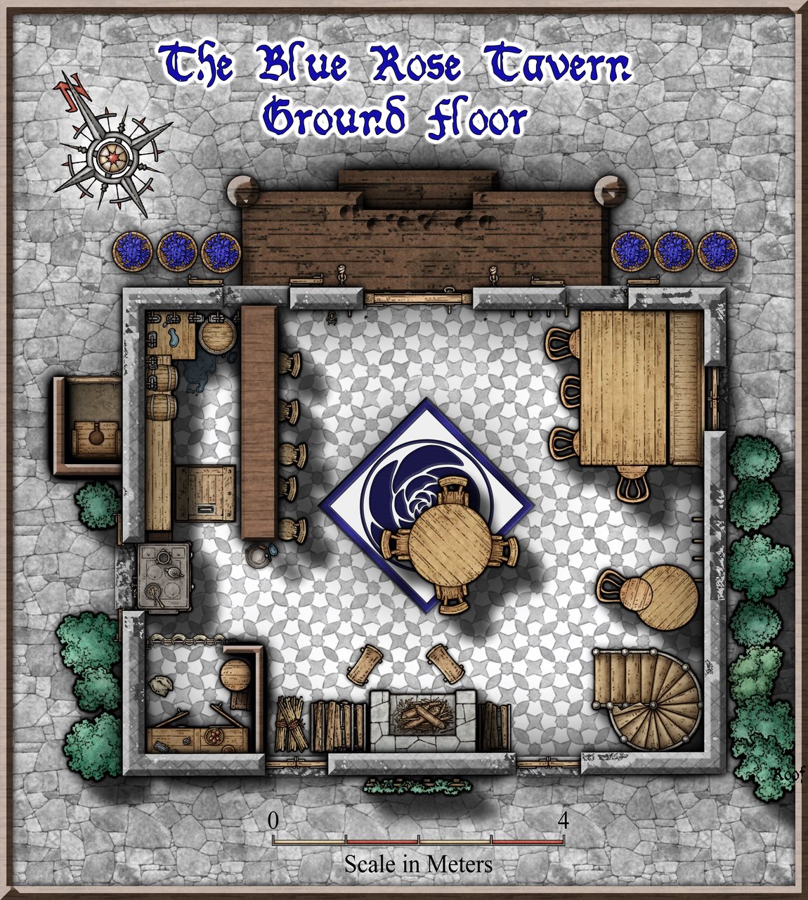 Nibirum Map: blue rose tavern ground floor by AleD