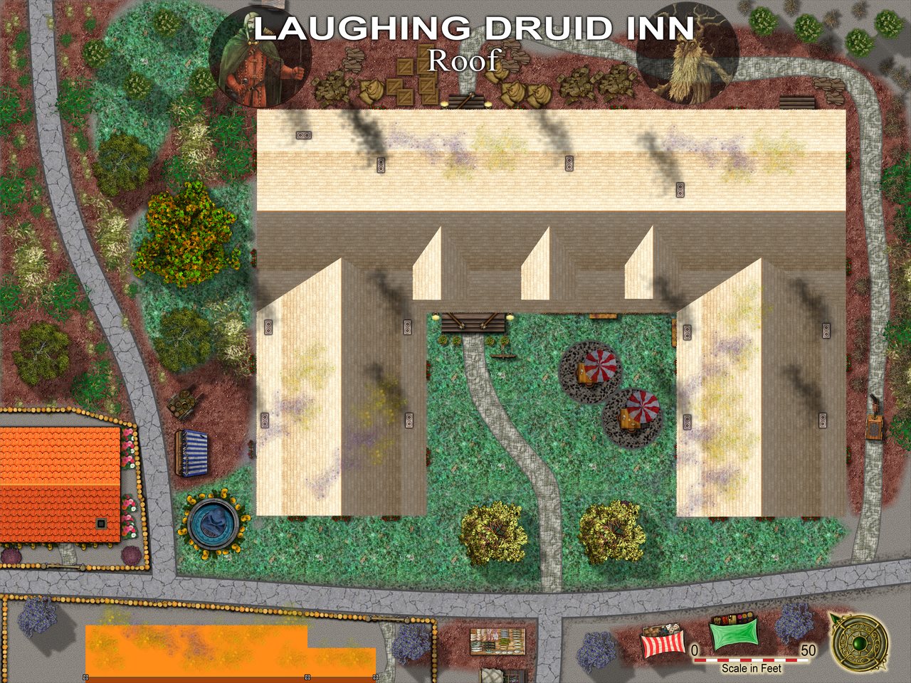 Nibirum Map: laughing druid inn roof by Quenten Walker