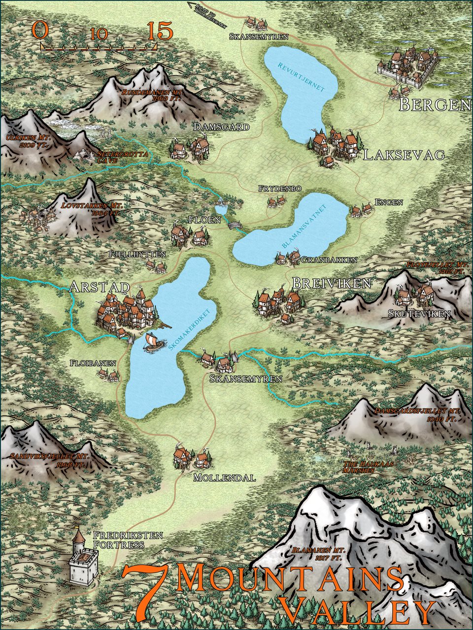 Nibirum Map: seven mountains valley by Ricko Hasche